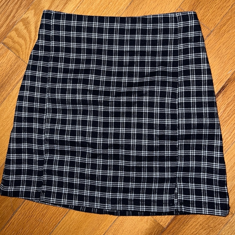 Plaid Navy and White Mini Skirt